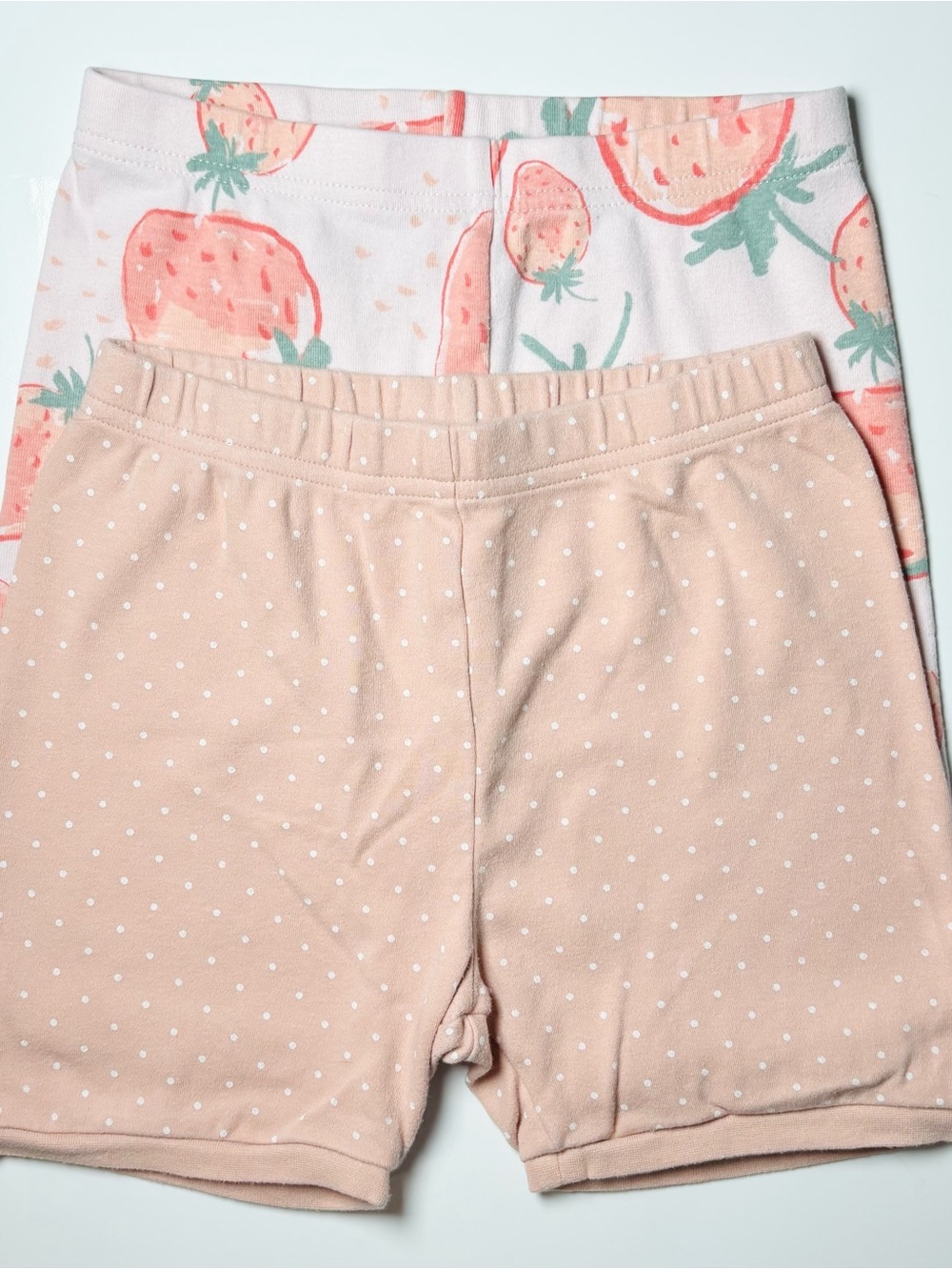 Pekkle & Carter's Girl Strawberry & Peach Polka Dot Lounge Shorts Duo 7-8 Summer